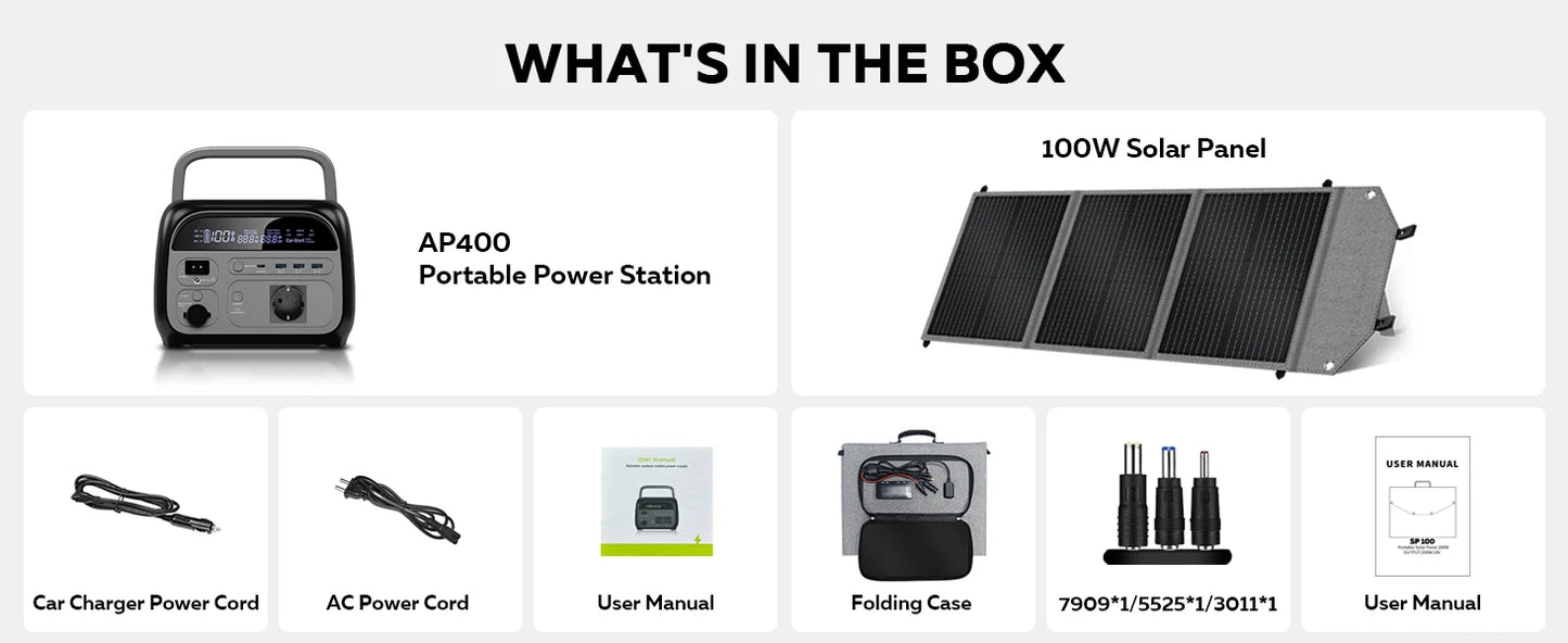CTOLITY 500W Power Station with 100W Foldable Solar Panel, Pure Sine Wave LiFePO4 Battery, UPS, Outdoor Emergency Power Supply