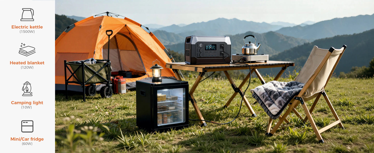 CTOLITY 500W 1800W Portable Power Station Lifepo4 Battery AC Solar Generator Pure Sine Wave Emergency Energy Storage Supply