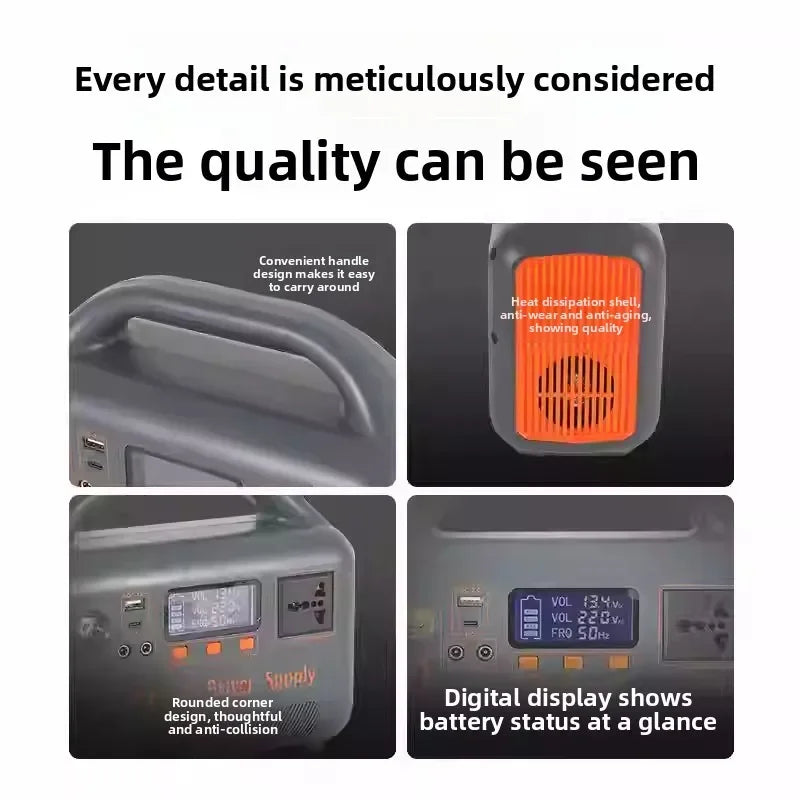 500W portable power station, solar generator 220V 384Wh 30Ah large capacity mobile power supply LiFePO4 emergency power supply