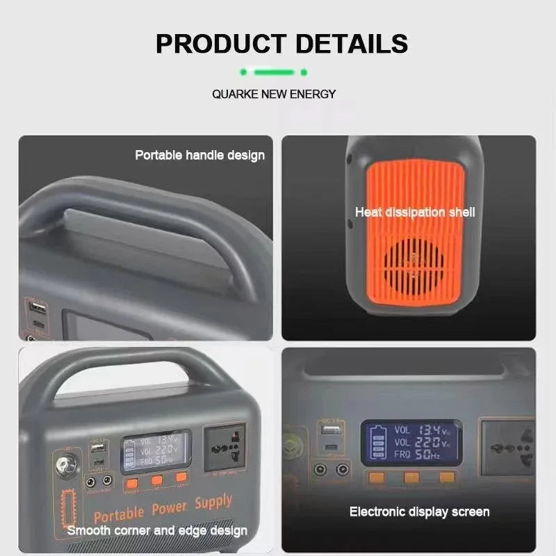 500W 220V Portable Power Station Solar Generator 461Wh 36Ah Large Capacity LiFePO4 Power Bank for Camping RV Emergency Energy