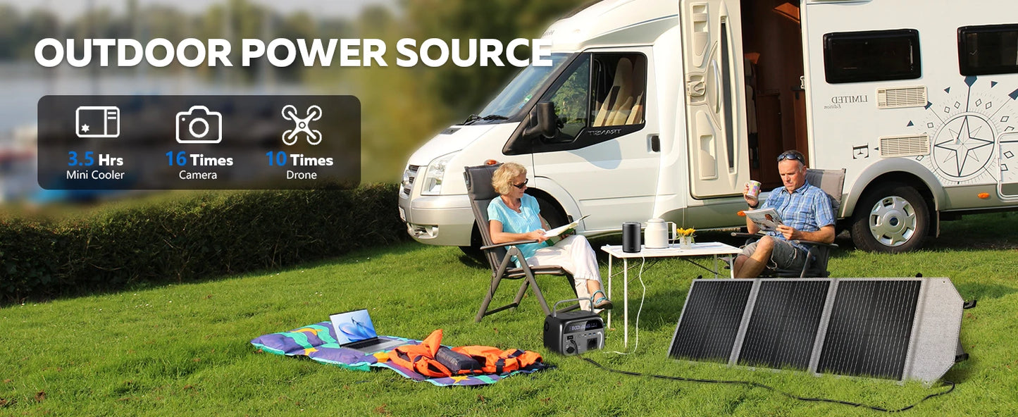CTOLITY 500W Power Station with 100W Foldable Solar Panel, Pure Sine Wave LiFePO4 Battery, UPS, Outdoor Emergency Power Supply